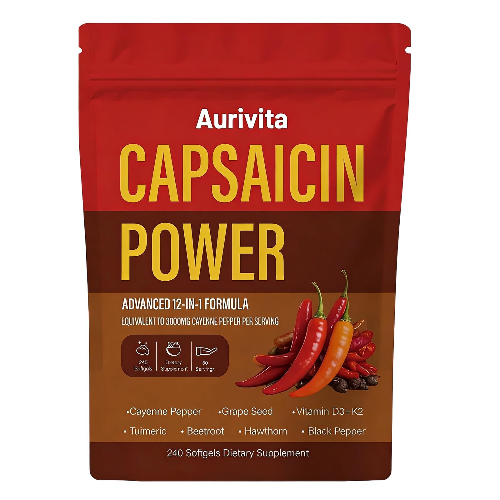 Capsaicin Power, Capsaicin Softgels, Cayenne Pepper & Beetroot Extracts with V