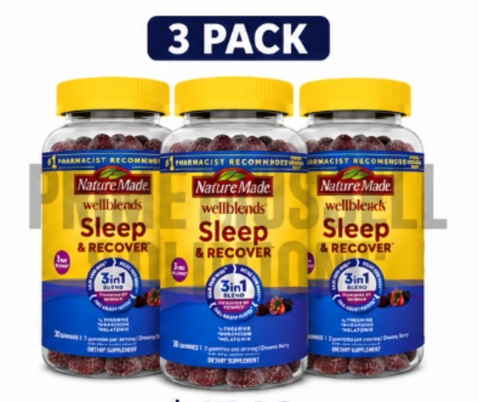 3 Nature Made Wellblends Sleep and Recover, Sleep Aid W Melatonin 3mg 30Ct Gummy