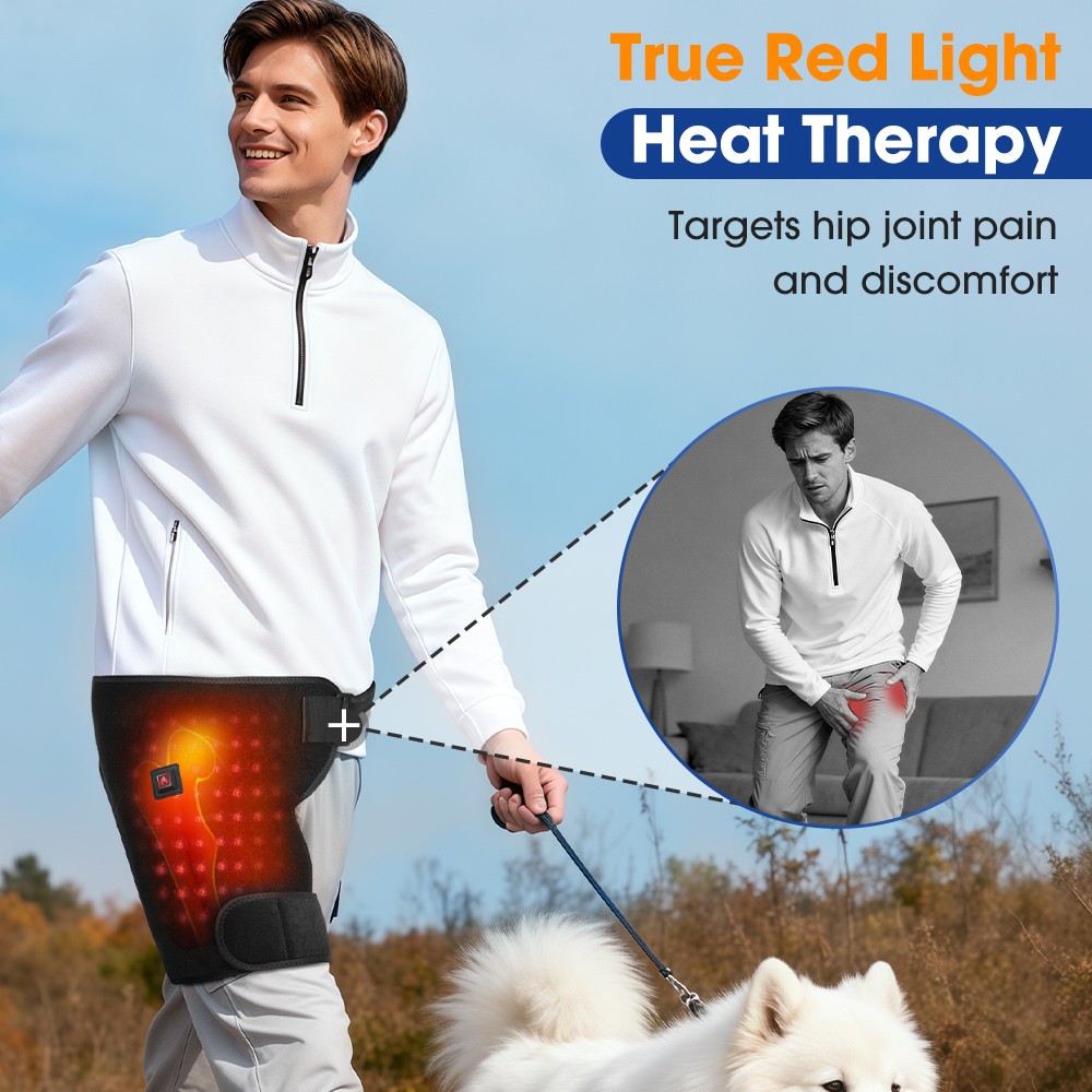 660nm Red Light Therapy Hip Heating Brace for Sciatica Pain Relief Left or Right