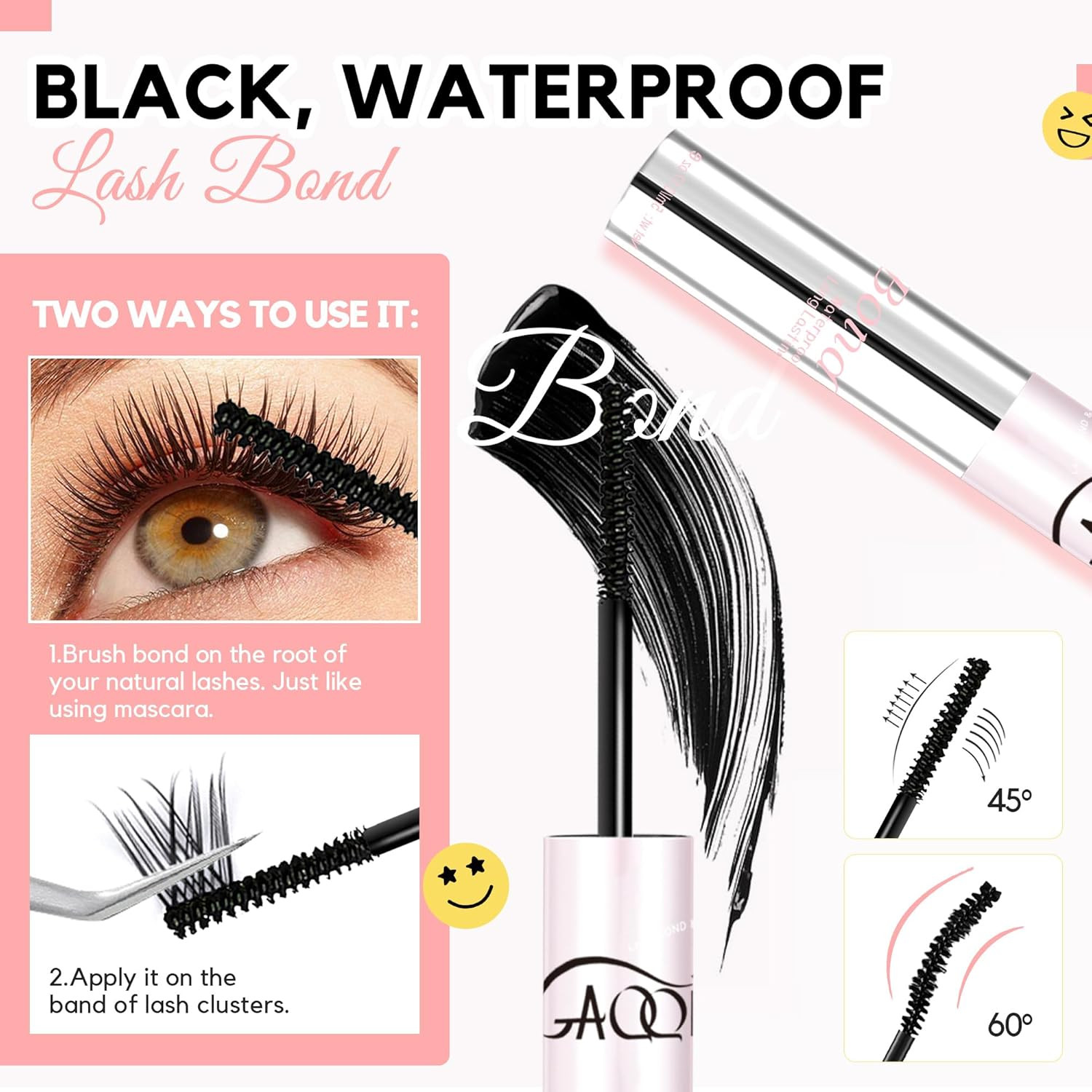 GAQQI Lash Bond and Remover 2 in 1, Waterproof Lash Cluster Glue & Lash Remover,