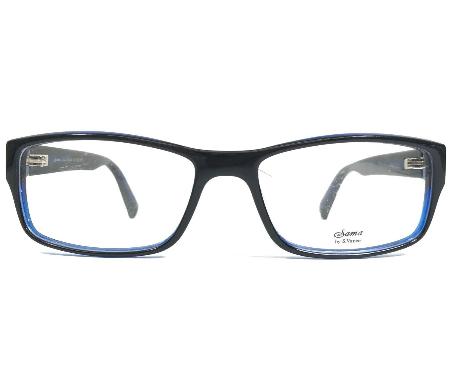 Sama Eyeglasses Frames Strada BLK/DENIM Black Clear Blue Full Rim 57-17-135