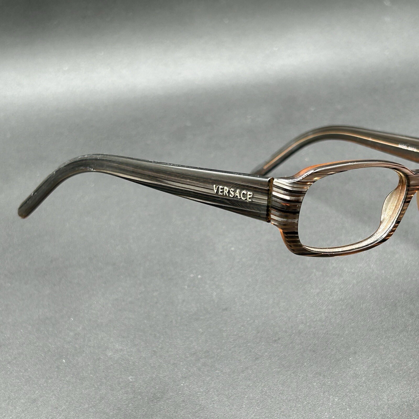 Versace 3072 575 Eyeglasses Brown Stripe Flex Italy 51-16-135 Used
