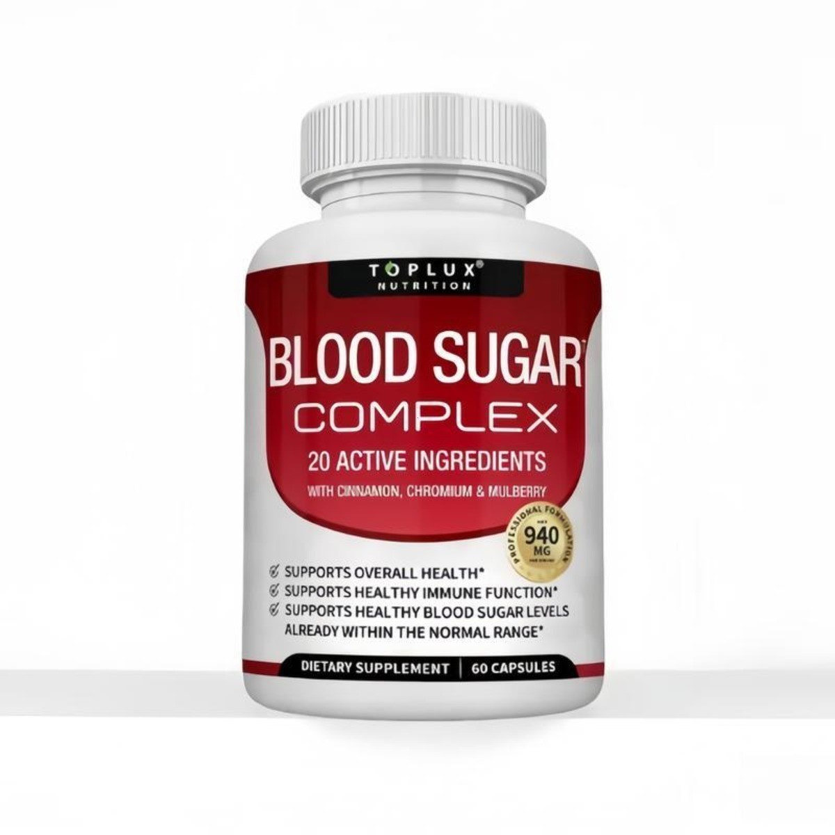 Toplux 20-in-1 Blood Sugar Complex–60 Capsules for Healthy Glucose & Metabolic