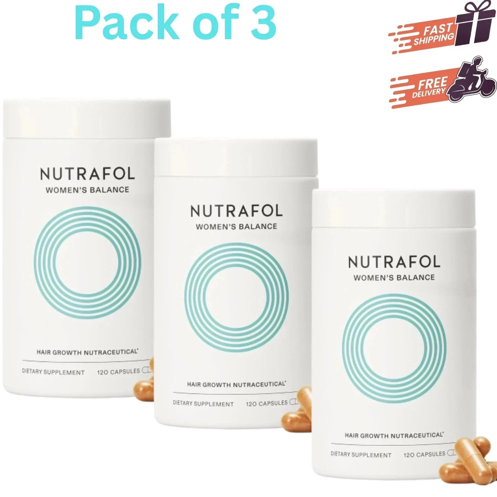 Pack of 3 Women’s Hair Growth Supplement 360 Caps – USA Seller Fast Shipping