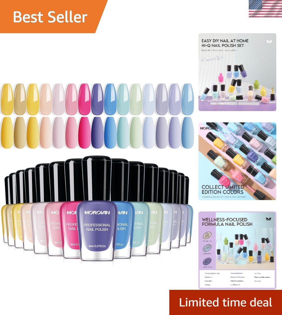 Pastel Nail Polish Set: 15 Colors, 0.27oz – & Cruelty-Free for Summer Charm