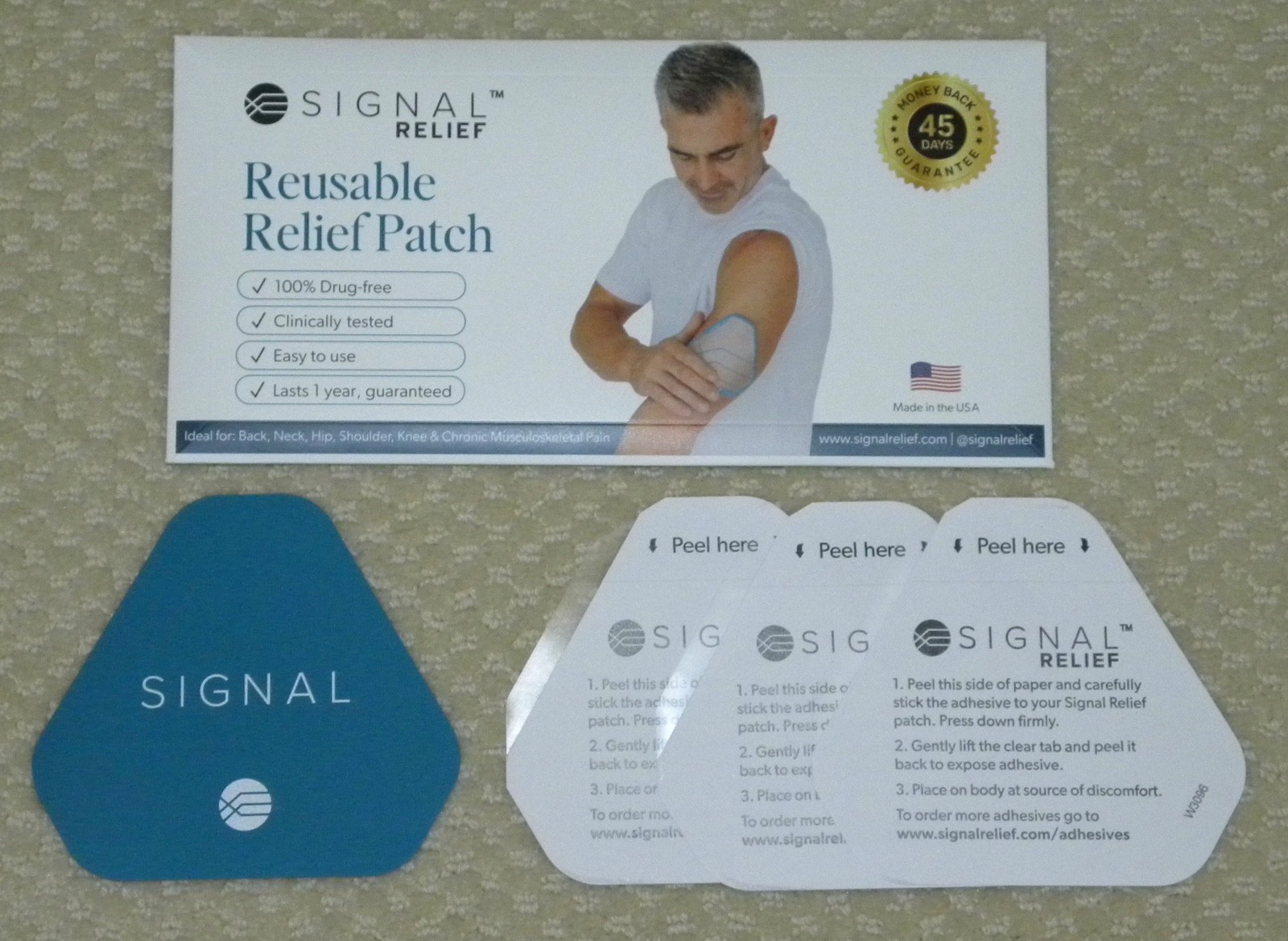 1 Pack SIGNAL RELIEF 4.5″ Kit 1 Reusable Patch 3 Adhesives NEW