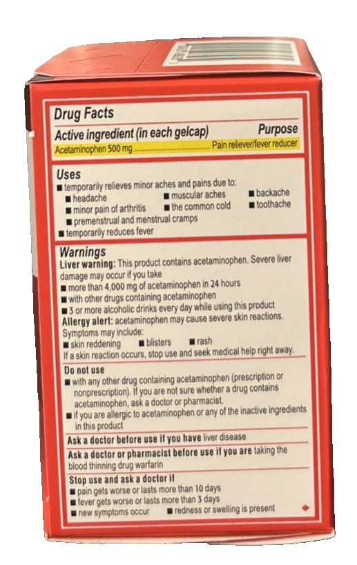 Tylenol Extra Strength Acetaminophen Rapid Release Gelcaps 500mg 100 Count X3