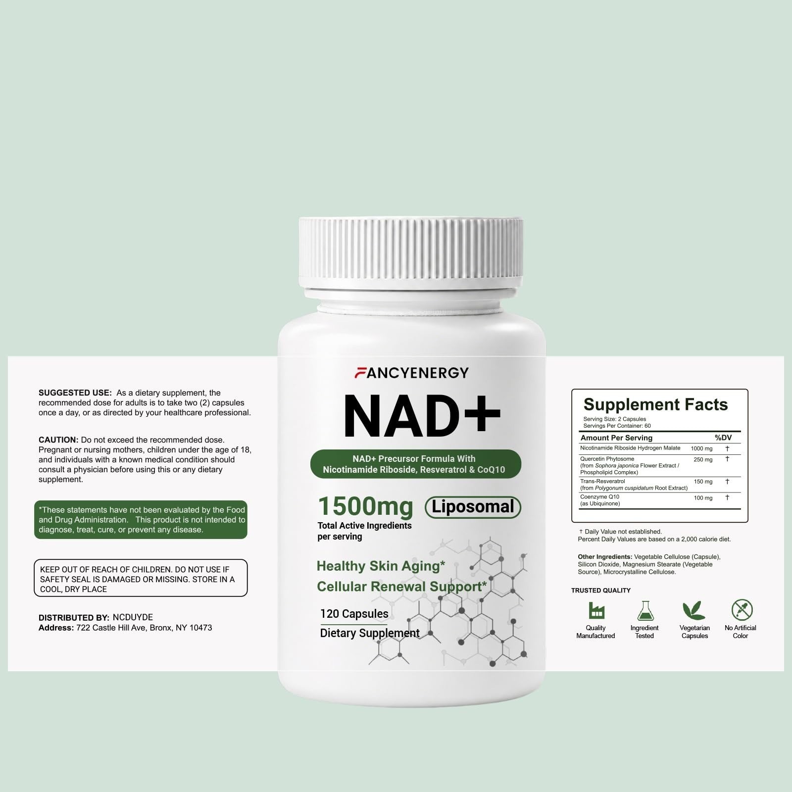 FANCYENERGY NAD+ Supplement 1500mg – Liposomal Nicotinamide Riboside