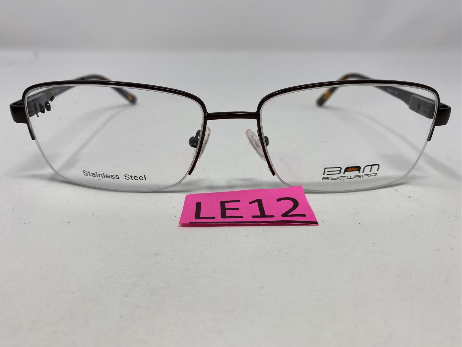 BAM Eyewear 511 Satin Brown 61-18-150 Brown Half Rim Metal Eyeglasses Frame LE12