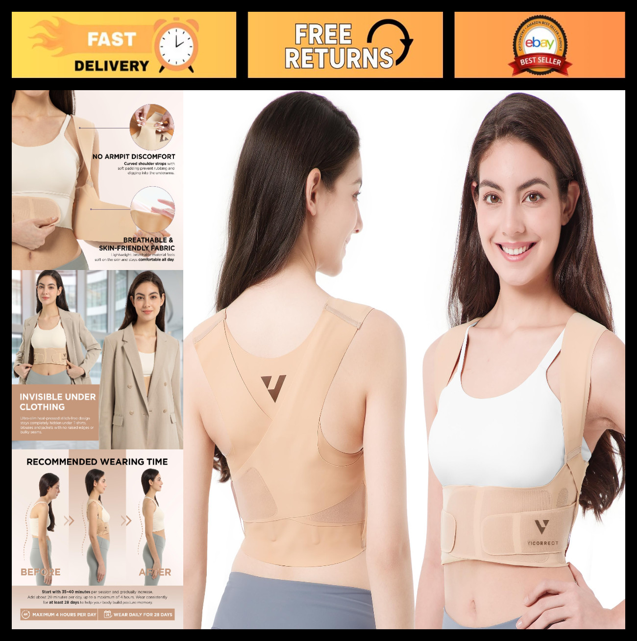 Adjustable Posture Corrector Bra for Women – Invisible Back Support for Pain Rel