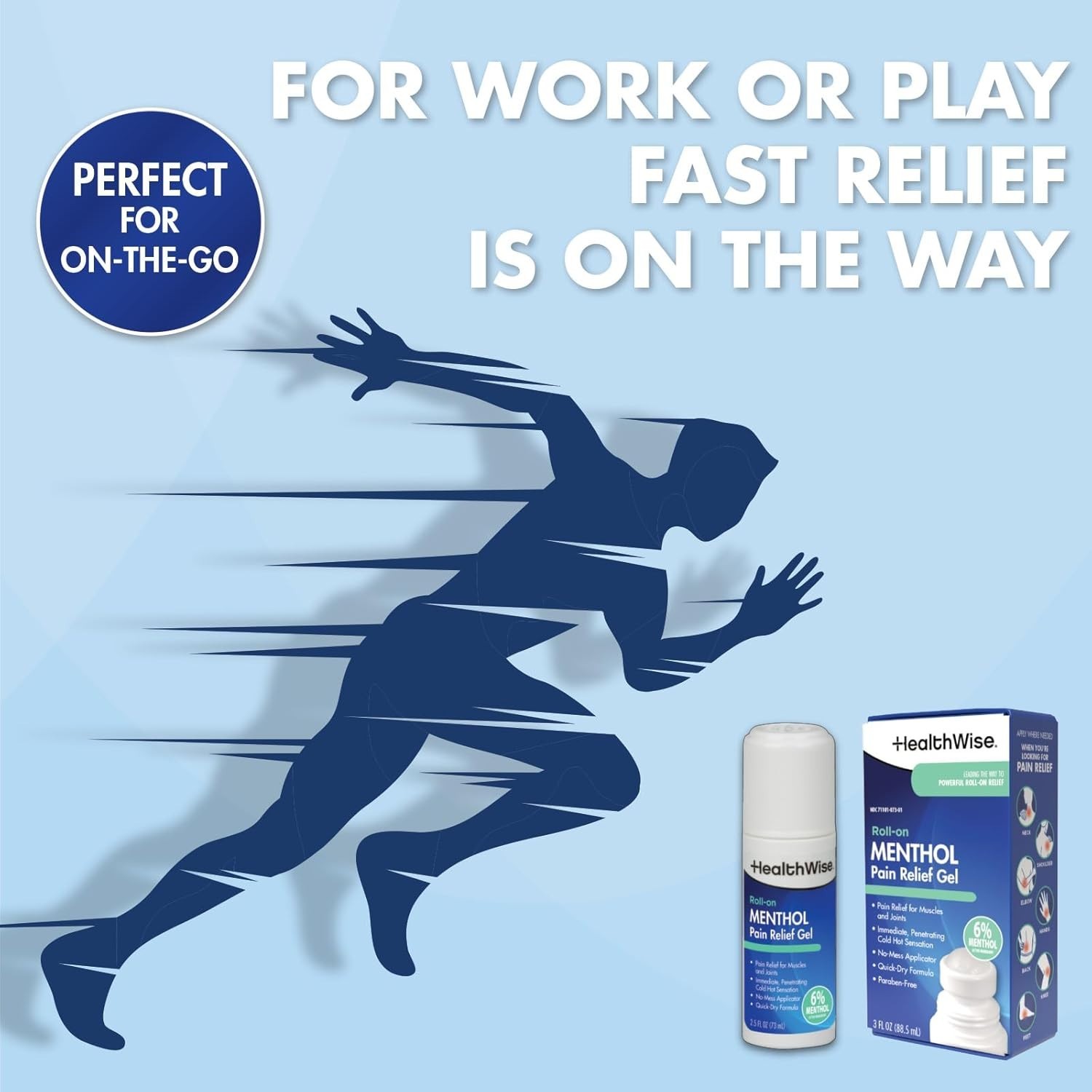 Instant Relief Menthol Roll-On Gel – Cold-Hot Sensation 3 oz. for Discomfort