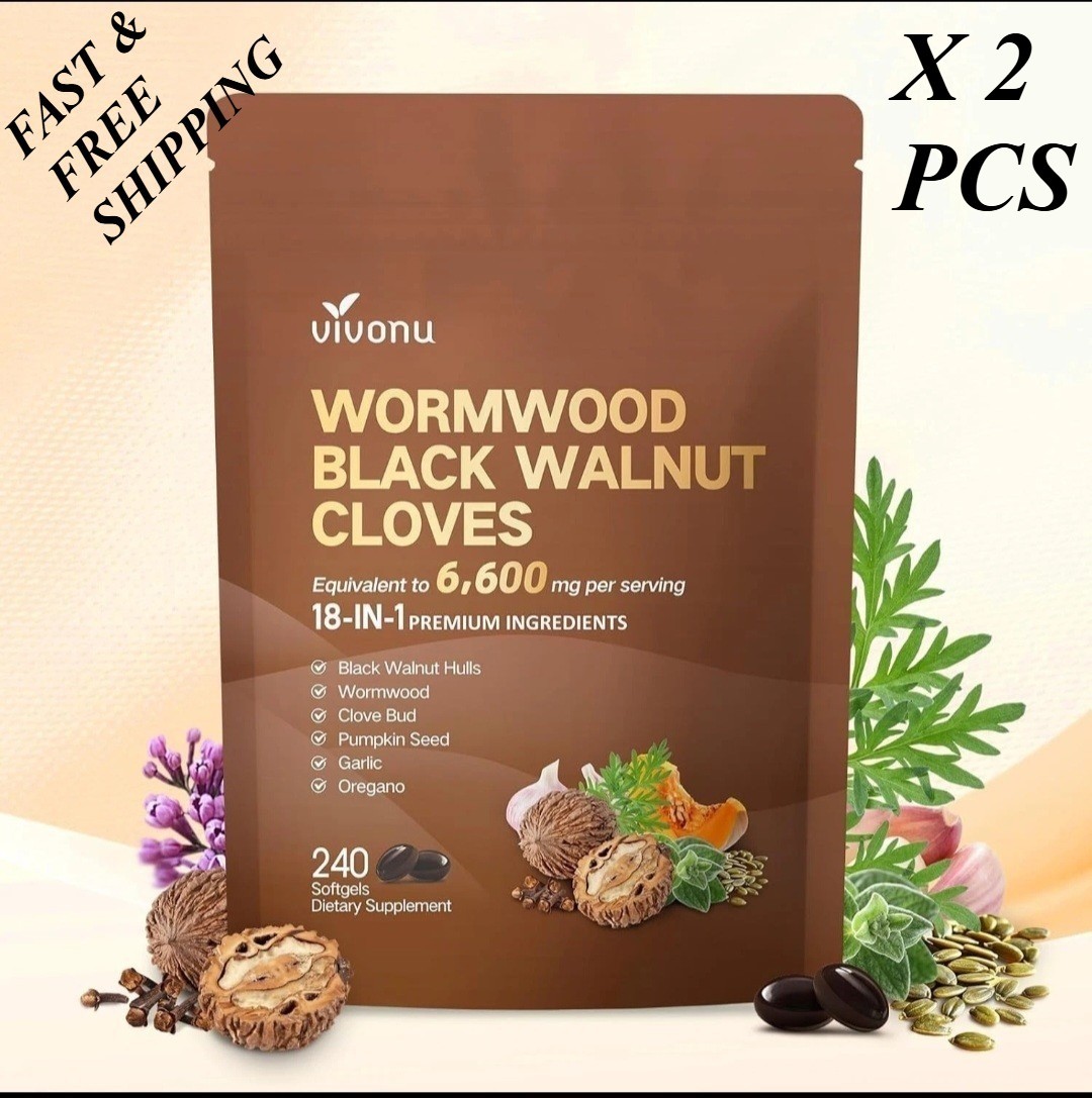 2 BOTTLES—LUXRY Vivonu Wormwood Black Walnut Cloves 240 Softgels FAST SHIPPING
