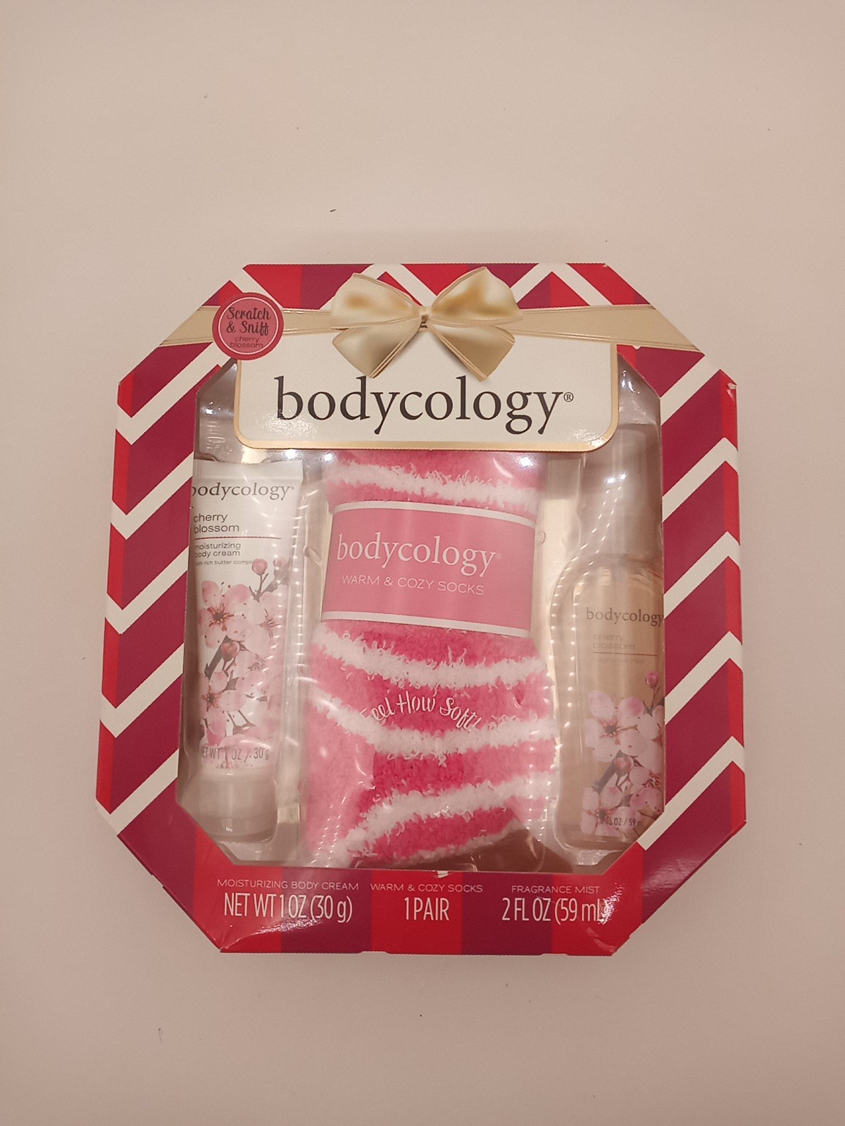 Bodycology Cherry Blossom Body Cream Fragrance Mist and Warm Socks set (NEW)