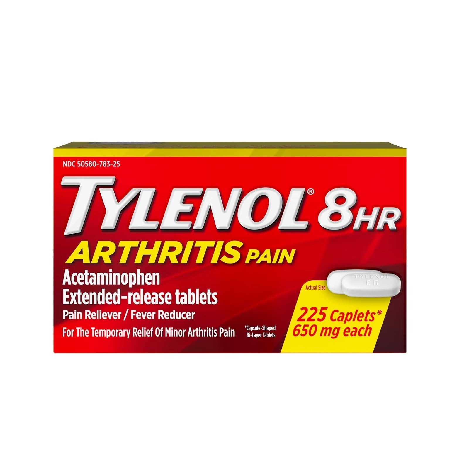 Tylenol Arthritis Pain Relief Caplets 650mg, 100 Count, Fast Acting
