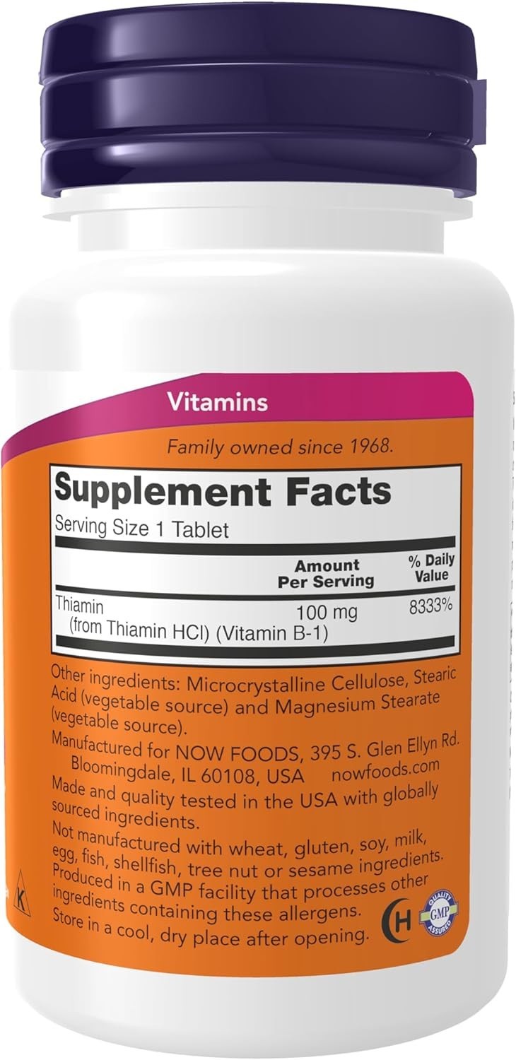 NOW Supplements, Vitamin B-1 100 Mg, Energy Production*, Nervous System Health