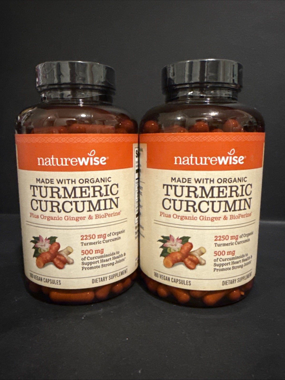 NatureWise Turmeric Curcumin 2250mg, 180 Caps, 2-Pack Exp 12/2027