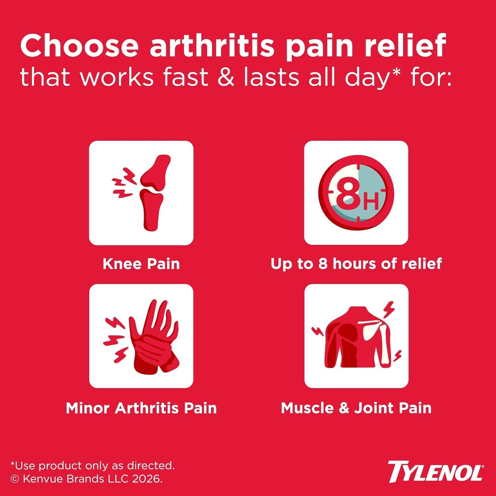 Tylenol Arthritis Pain Relief Caplets 650mg, 100 Count, Fast Acting