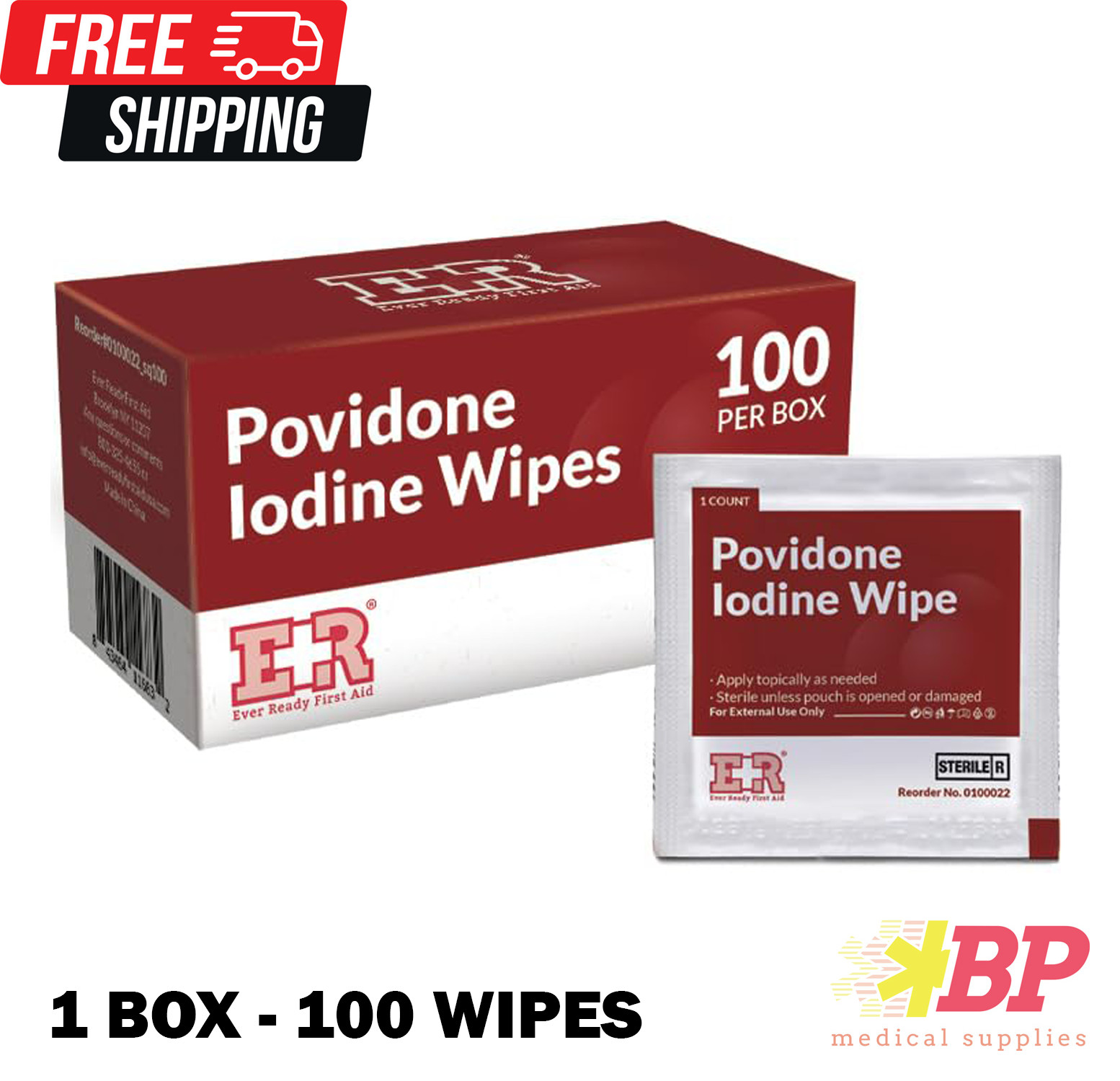 Ever Ready First Aid Povidone Iodine Wipes – 100 Count