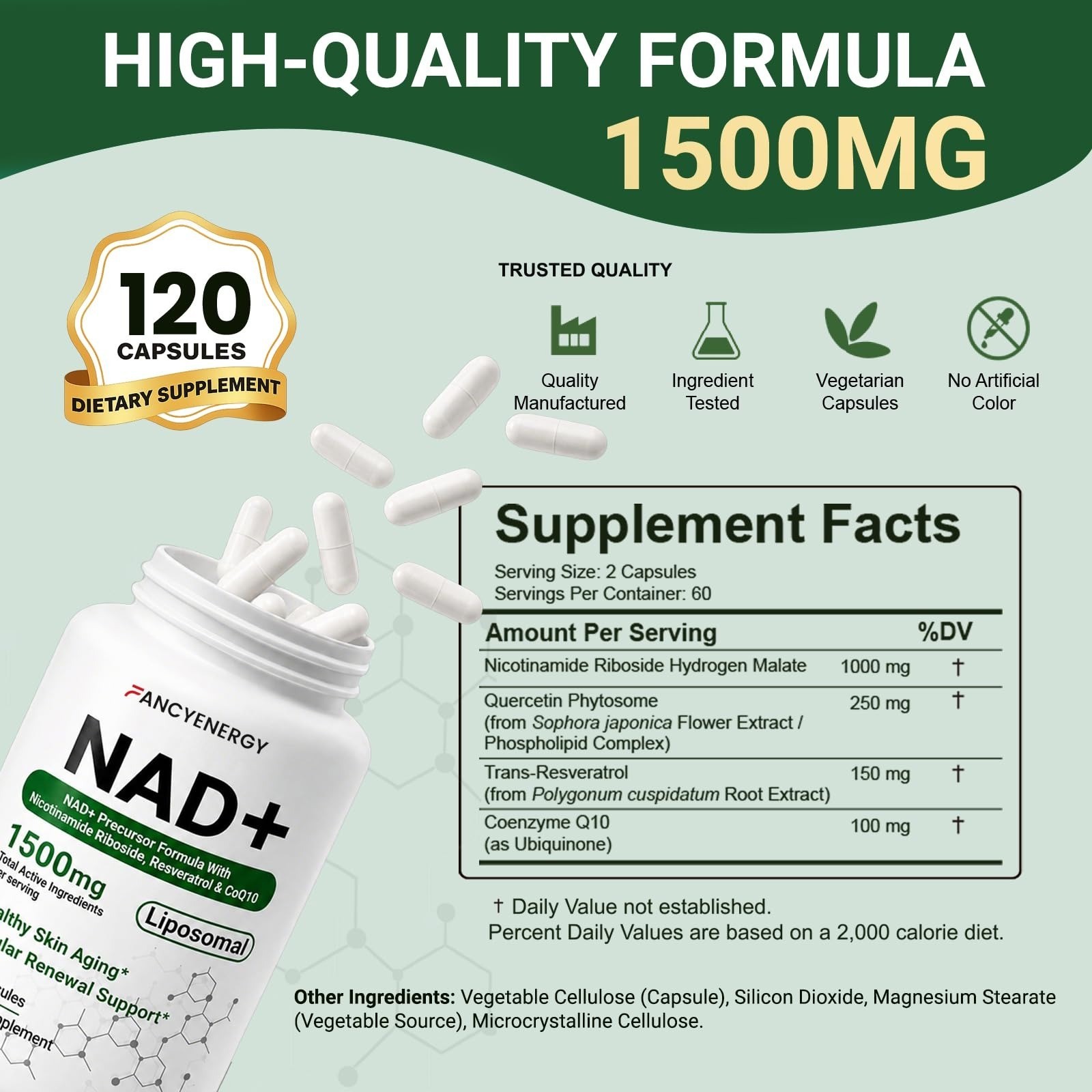 FANCYENERGY NAD+ Supplement 1500mg – Liposomal Nicotinamide Riboside
