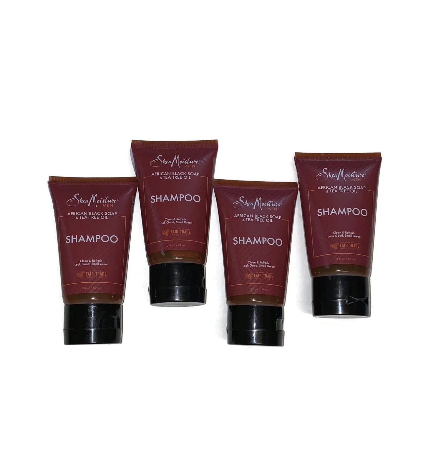 Lot of 4~Shea Moisture Men African Black Soap and Tea Tree Oil Shampoo 2oz each