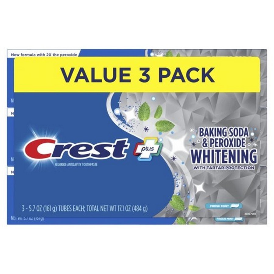 Crest Plus Baking Soda & Peroxide Teeth Whitening Toothpaste,Mint, 5.7 oz,3 Pack