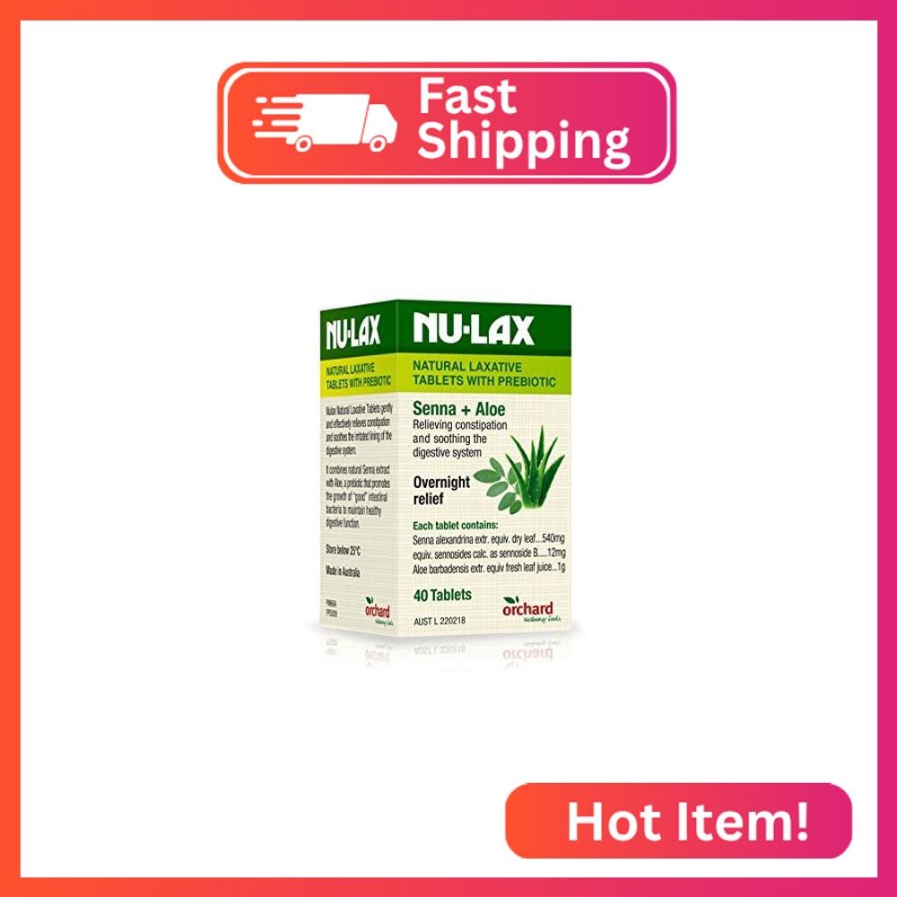 Nulax Natural Laxative Tablets With Prebiotic Senna + Aloe 40 Tablets
