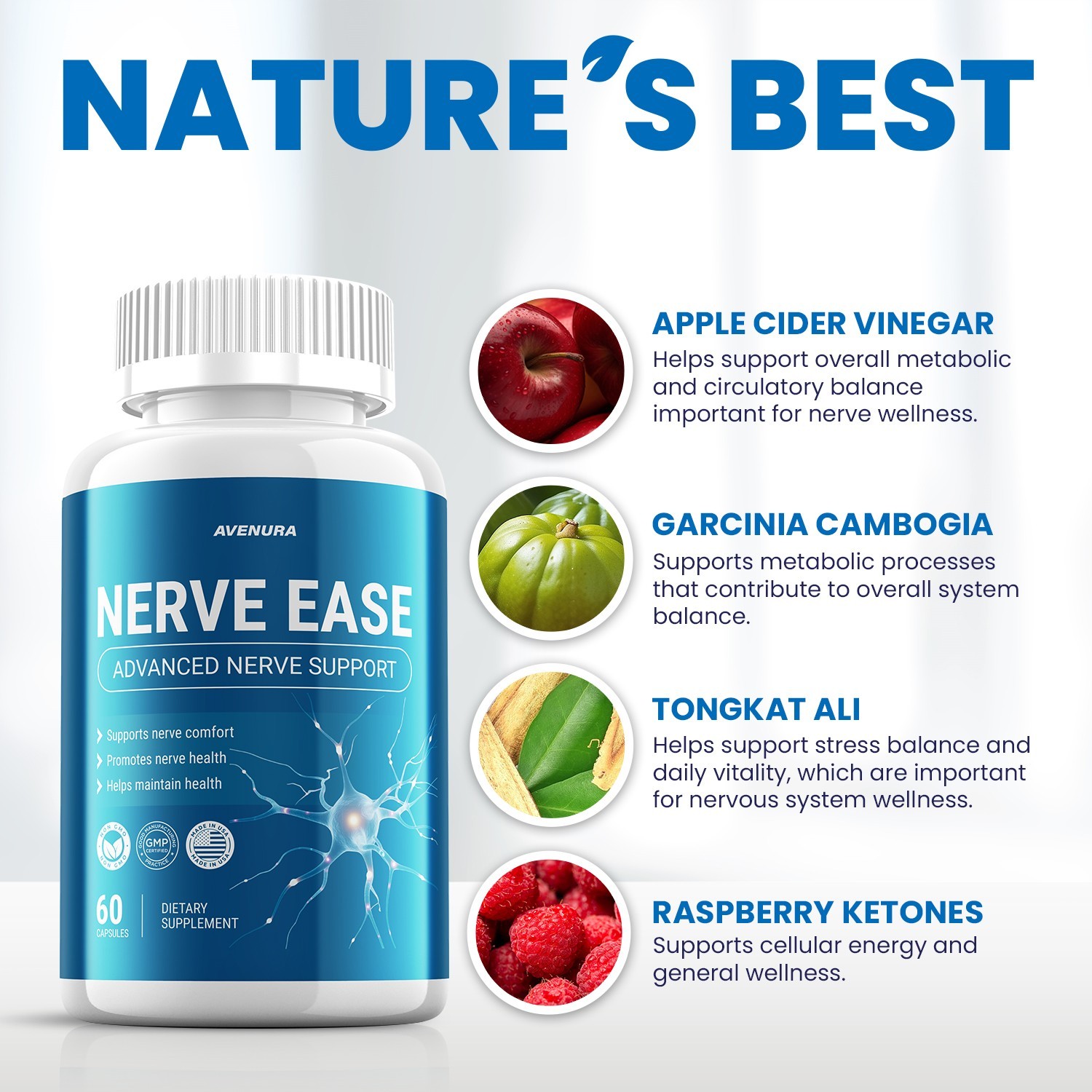 (2 Pack) Nerve Ease Capsules – NerveEase Pills Natural Ingredients Nootropic