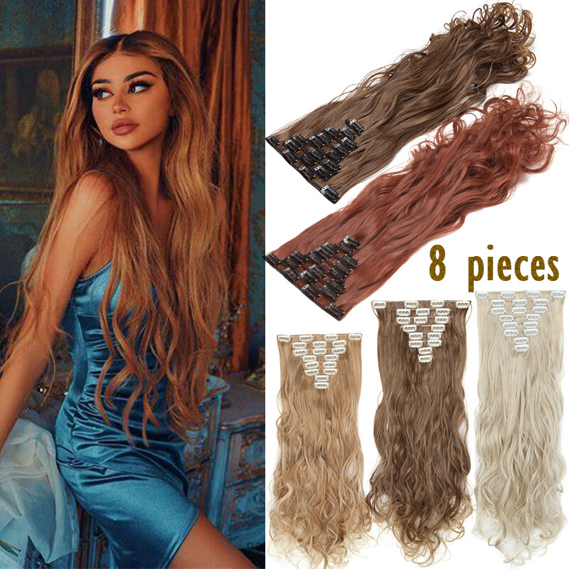 Thick Full Head Clip in 8 Pieces 18 Clips Hair Extensions As Human Long Straight