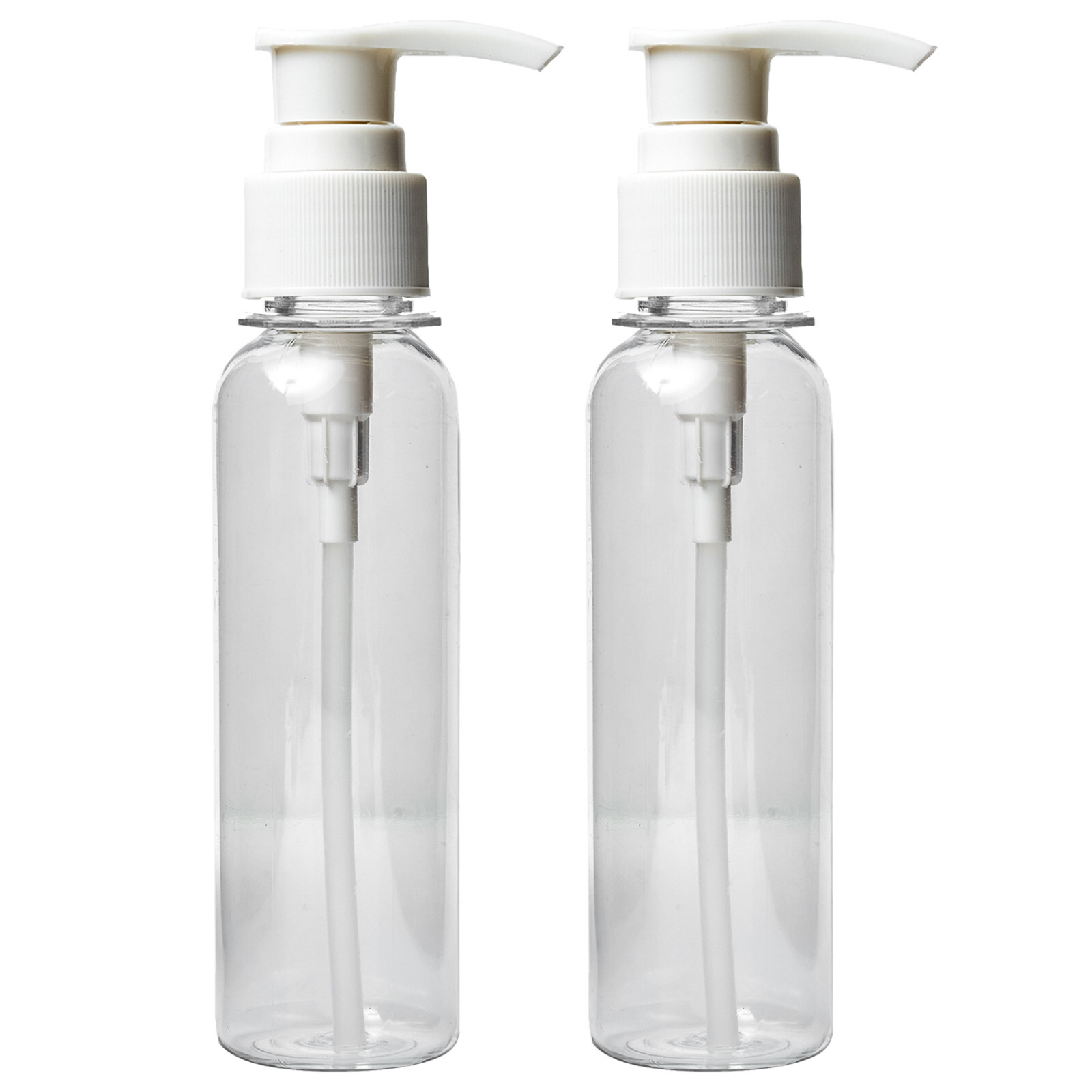 4 oz Clear PET Cosmo Plastic Bottle with White Pump Top (2 Pack)