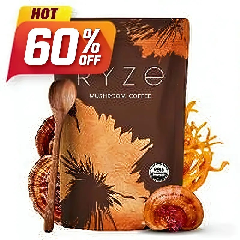 RYZE SUPERFOODS Organic Mushroom Coffee, 6 Adaptogenic Mushrooms | Energy, Focus