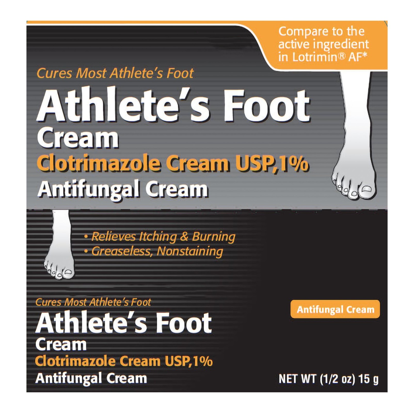 Antifungal Cream Foot Cream 1% itching burning cracking, 0.5oz.