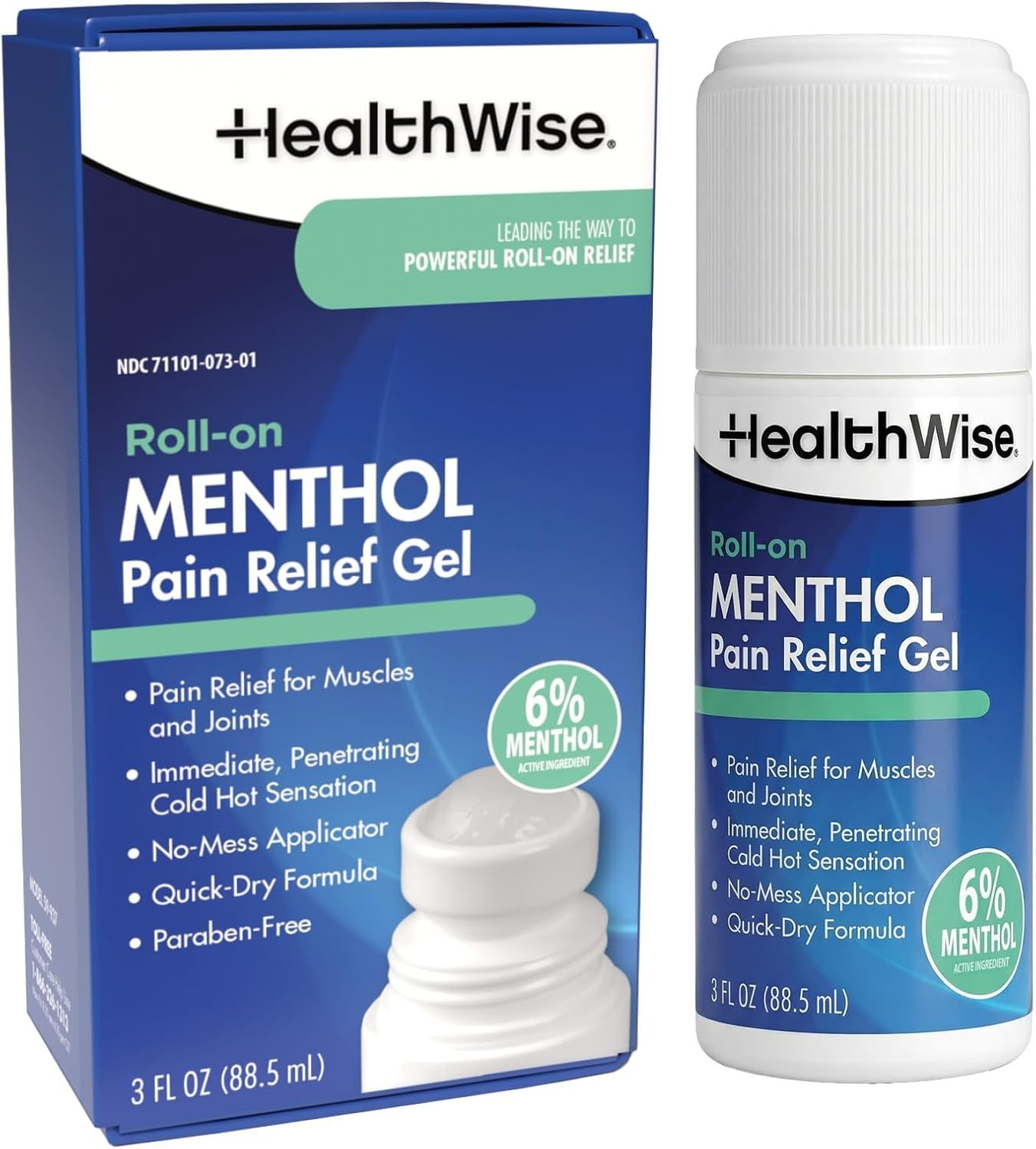 Instant Relief Menthol Roll-On Gel – Cold-Hot Sensation 3 oz. for Discomfort