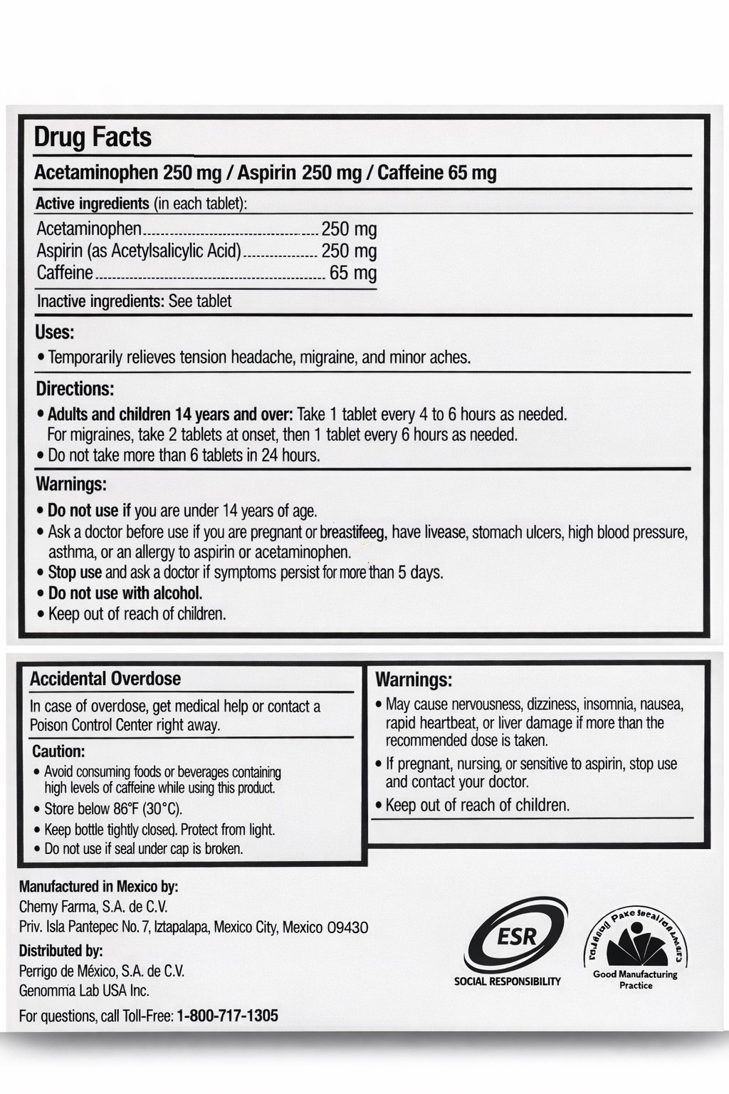 BioElectro 250 mg Acetaminophen Pain Relief 48 Tablets 2 Pack Exp 2027