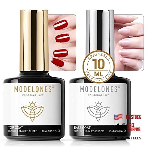 Gel Top Coat, 10ml No Wipe Base and Top Coat Set for Gel Base & Top Coat Set