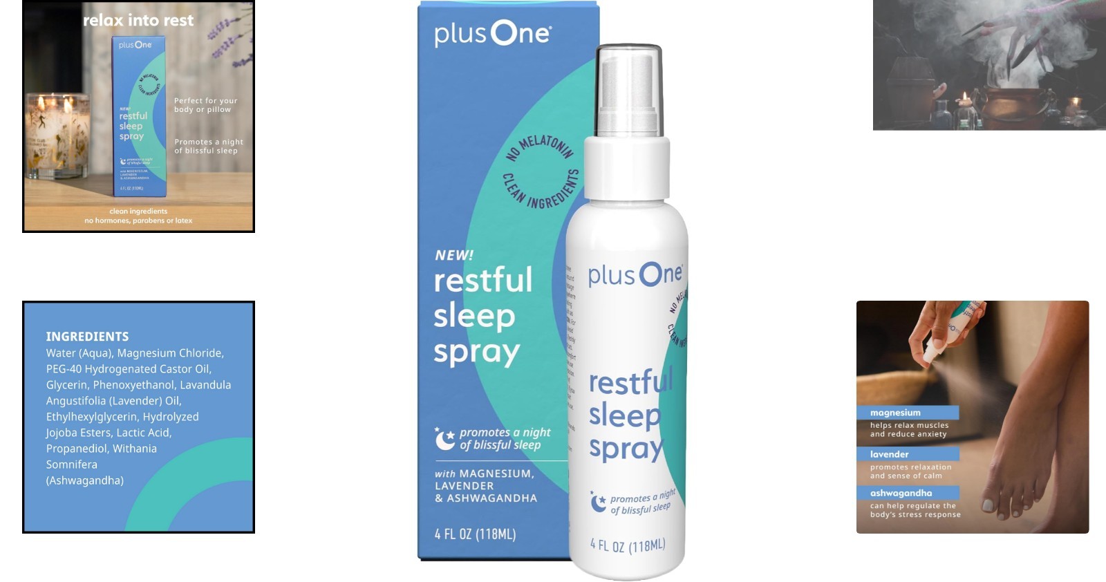 Plus One Blissful Sleep Spray – Relaxing Magnesium & Lavender Aromatherapy 4 Oz