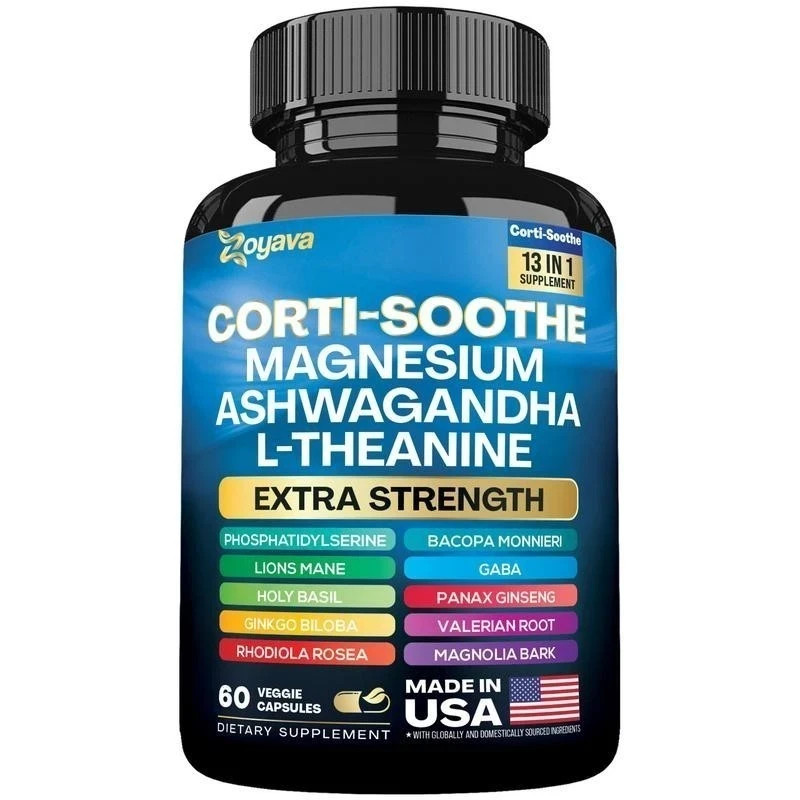 Zoyava Corti-Soothe with Magnesium,Ashwagandha & L-Theanine for Cortisol Support