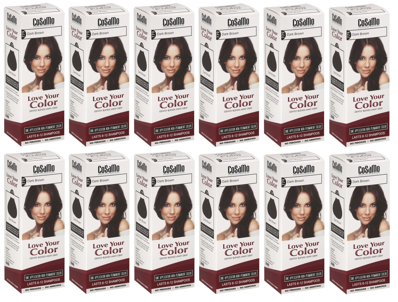 CoSaMo Hair Color #779 Dark Brown, Compares to Clairol Loving Care #79 (12 Pack)