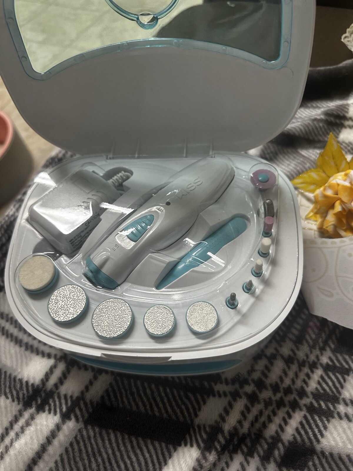 Kiss Power File Nail Dryer All in One Nail Care Kit Rechargeable Handle 16 Piece