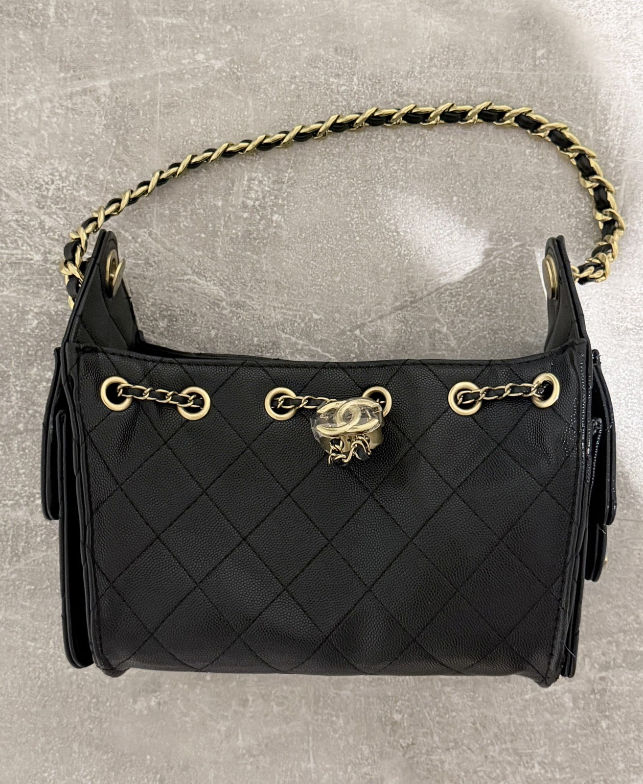 Chanel Makeup Black Quilted Braided CC Hobo Bag- VIP Gift