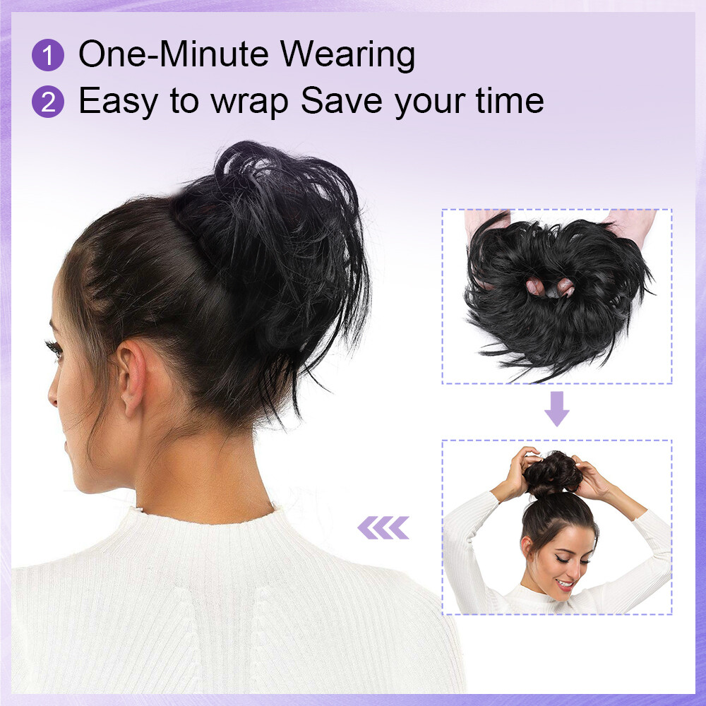 X-LARGE Messy Bun Hair Piece Scrunchie Updo Wrap Hair Extension as Human Natural