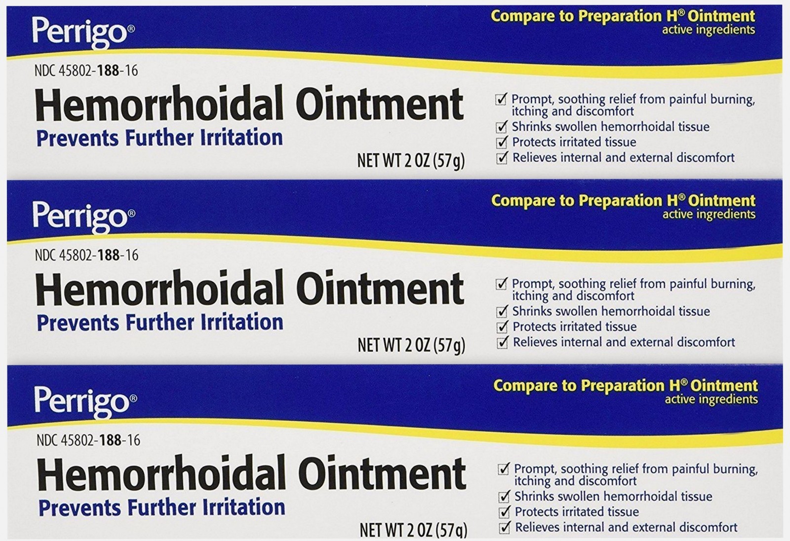 Perrigo / Padagis Hemorrhoid Ointment 2oz ( 3 tubes ) Box Style May Vary ~