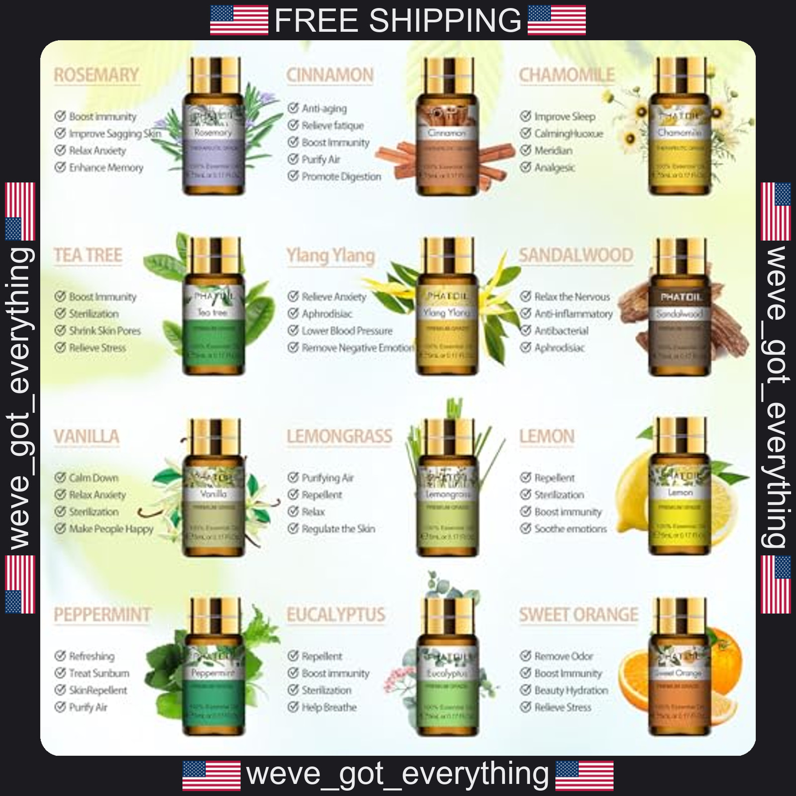 15 Pack Essential Oil Set for Aromatherapy and DIY Crafts
