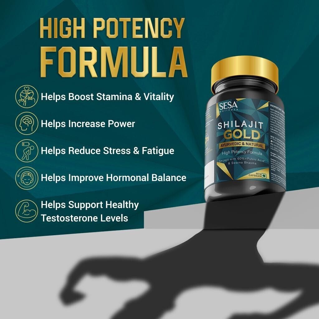 100% Pure Himalayan Shilajet Resin (60 Capsules) Boost Energy Endurance Stamina