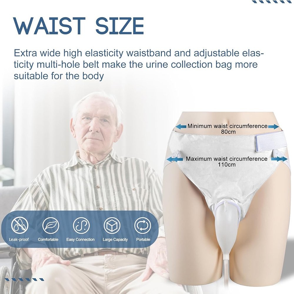 Reusable Silicone External Urine Catheter Collector Bag Wearable Urinal Bag Aids