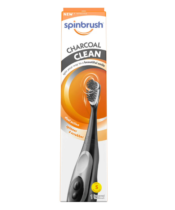Spinbrush Charcoal Clean Battery-brush, Charcoal-Infused, electric 1-Count