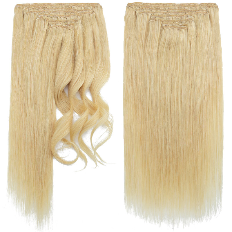 10-24″ Double Wefts Clip in 100% Remy Human Hair Extensions Full Head Long THICK