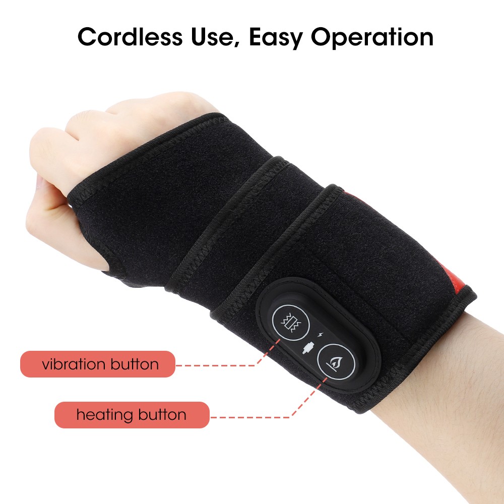 660nm & 850nm Red Light Therapy Wrist Heating Wrap Vibration Massage Pain Relief