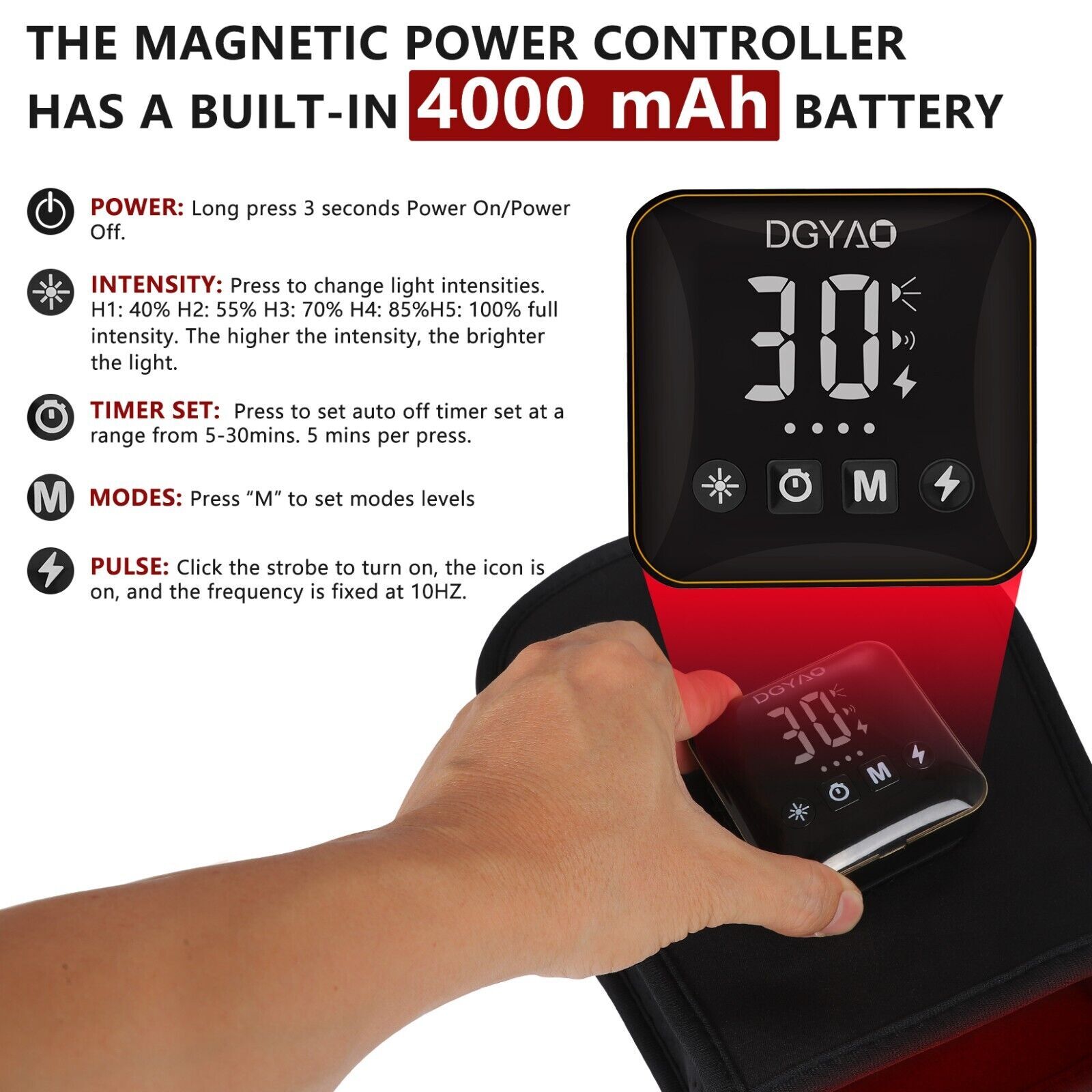 4000mAh Cordless Infrared Red Light Therapy Hand With Battery for Pain Relief