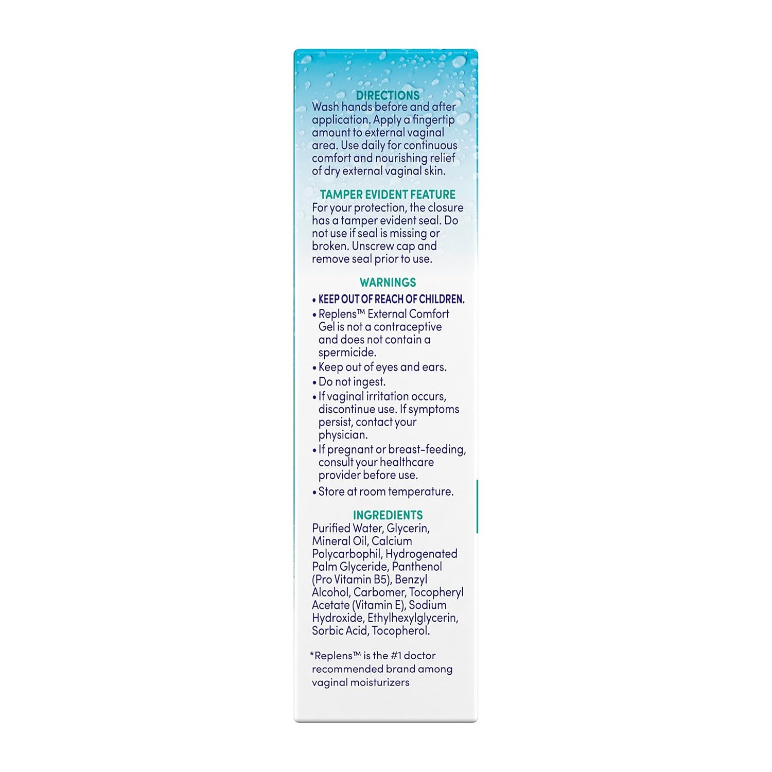 Replens Moisturizer External Comfort Gel for Vaginal Dryness, 1.5 oz