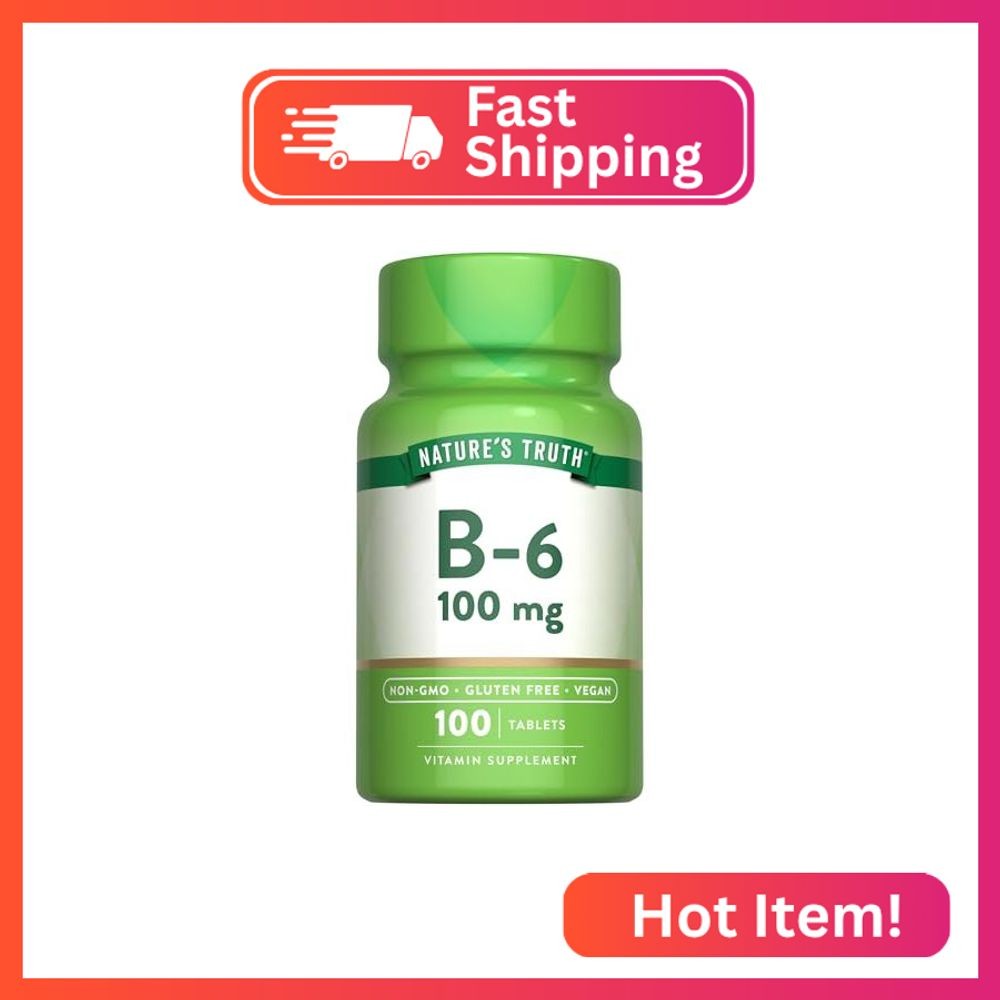 Nature’s Truth B6 Vitamin | 100mg | 100 Tablets | Vegan, Non-GMO & Gluten Free S